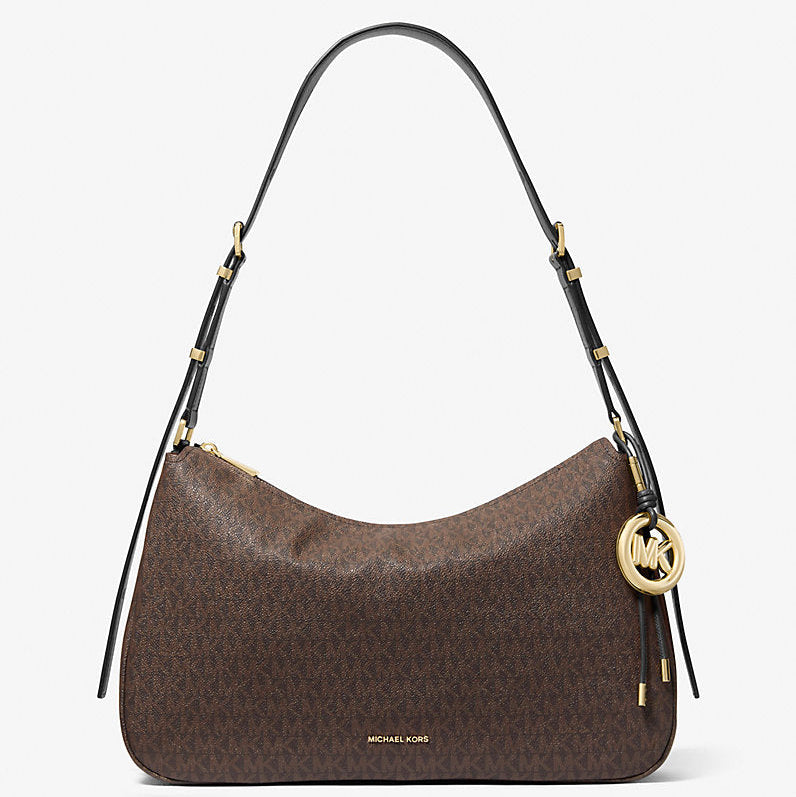 Michael Kors Nolita Medium Signature Logo Shoulder Bag-BROWN/BLK Michael Kors Nolita Medium Signature Logo Shoulder Bag-BROWN/BLK