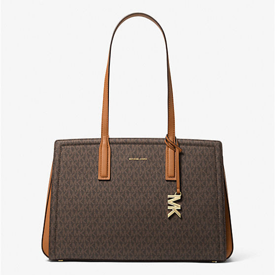 Michael Kors Laila Medium Signature Logo Tote Bag Brn/Acorn
