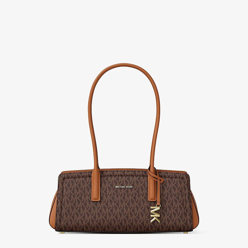 Michael Kors Laila Small Signature Logo Shoulder Bag-BRN/ACORN