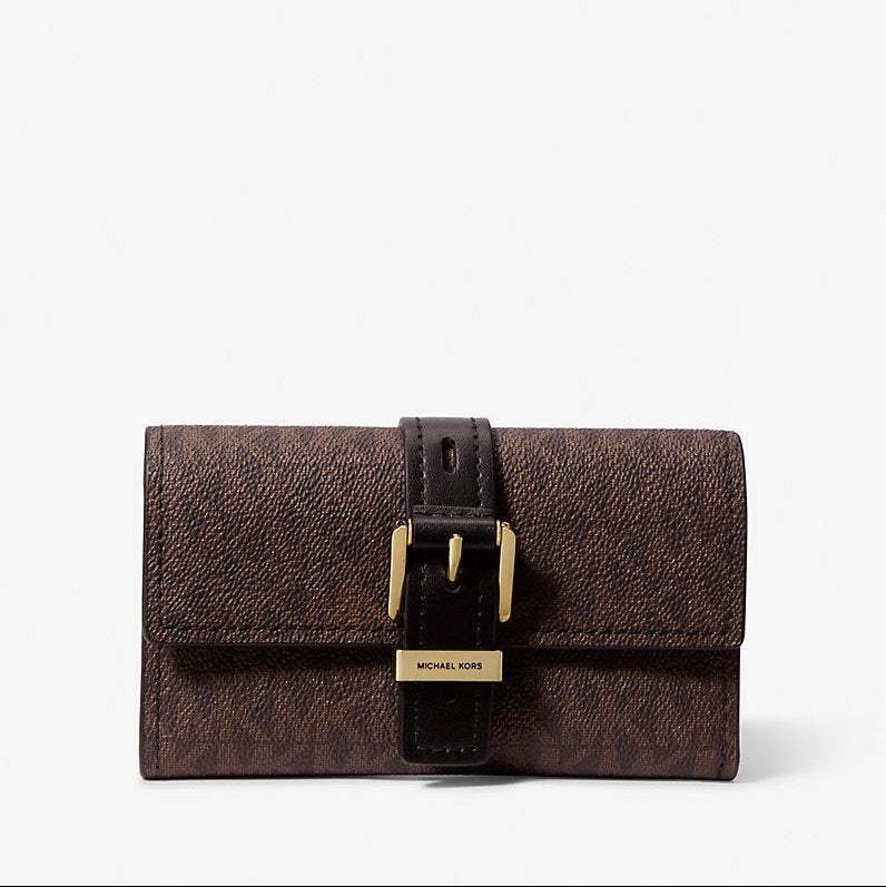 Michael Kors Nolita Medium Signature Logo Tri-Fold Wallet-BROWN