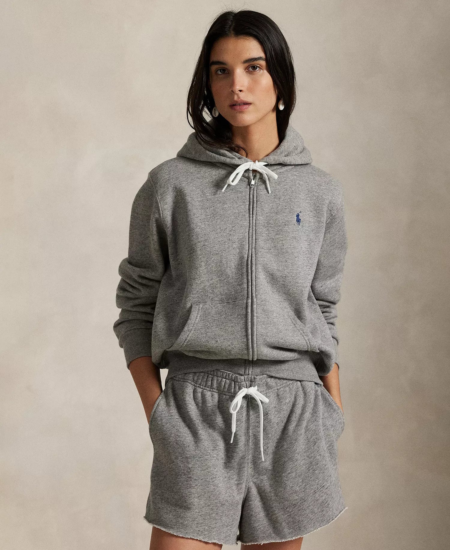 Ralph Lauren Women's Fleece Full-Zip Hoodie-Dark Vintage Heather