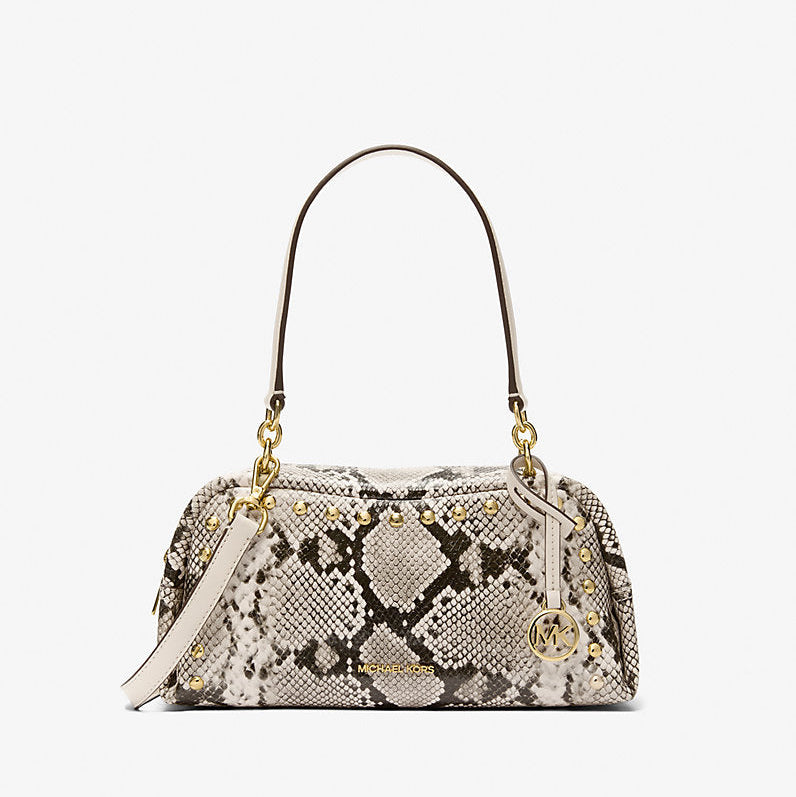 Michael Kors Cecily Small Studded Snake Embossed Shoulder Bag-LT