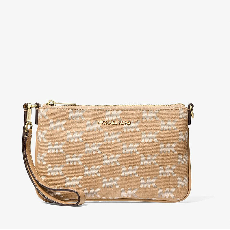 Michael Kors Jet Set Travel Small Logo Jacquard Denim Wristlet