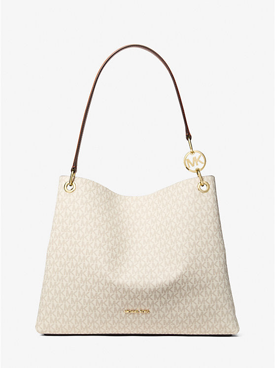 Michael Kors Christina Large Signature Logo Shoulder Bag-VANILLA