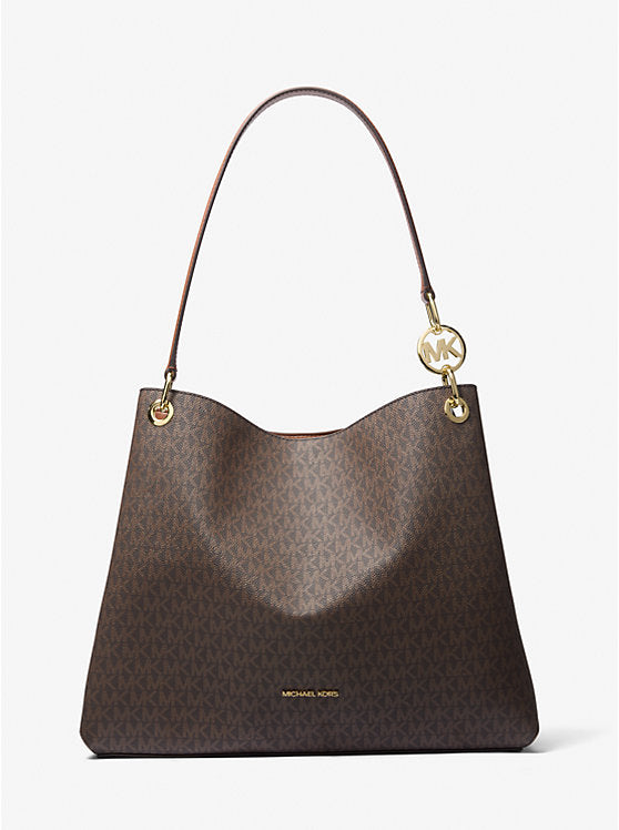 Michael Kors Christina Large Signature Logo Shoulder Bag-BROWN