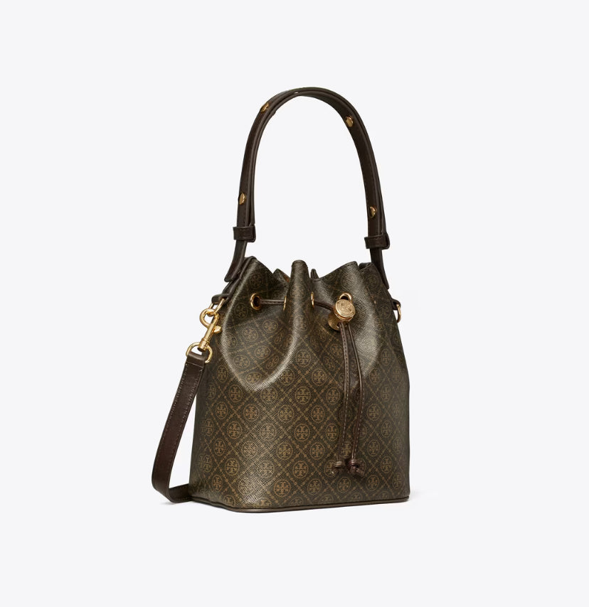 TORY BURCH T MONOGRAM COATED BUCKET BAG - FRENCH PRESS – Kanadadan