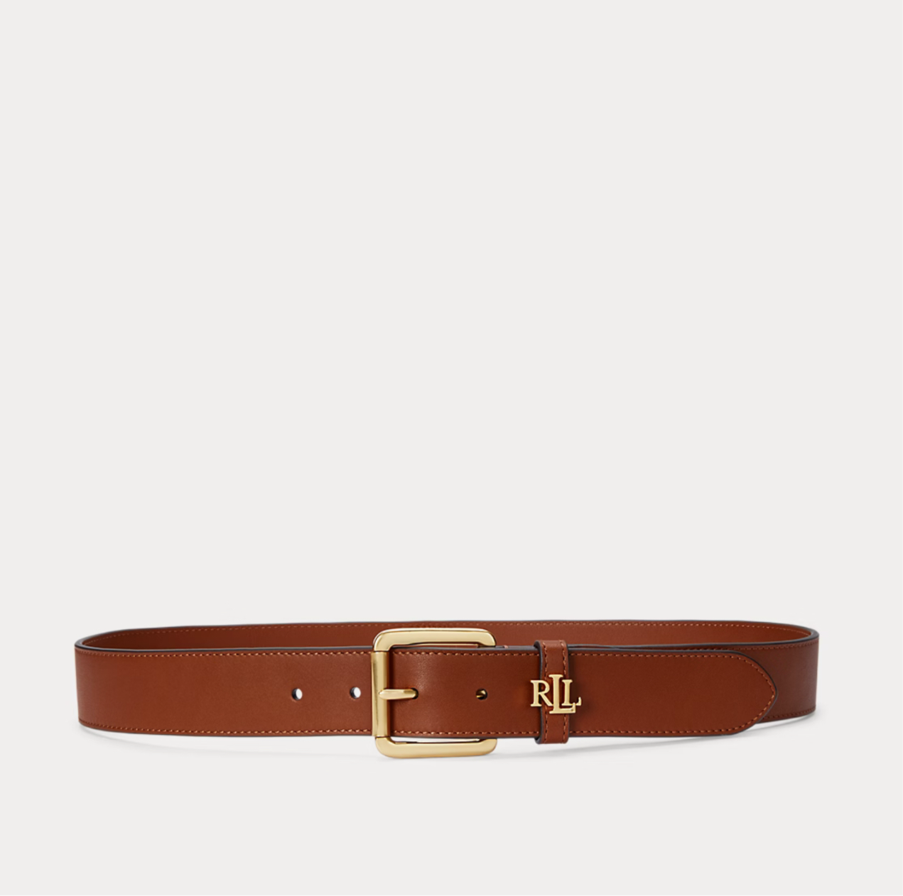 Ralph Lauren Logo Keeper Leather Belt Lauran Tan