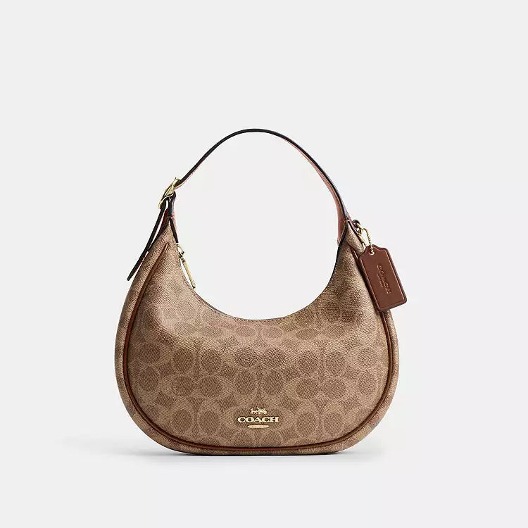 極美品✨Coach Signature Shoulder bag Brown Coach Emily Shoulder Bag In Signature - Gold/Tan/Brown – Kanadadan