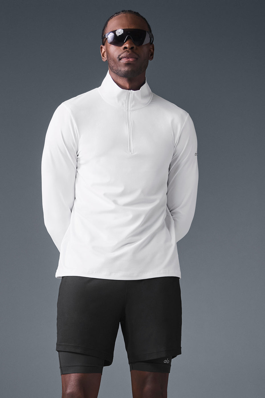 Alo Yoga Men's Conquer 1/4 Zip Reform Long Sleeve - White