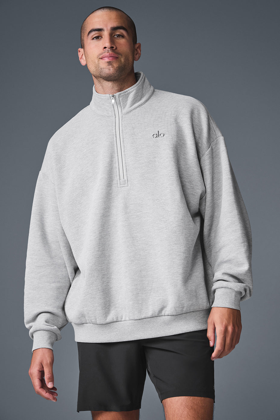 Alo Yoga Men's Accolade 1/4 Zip Pullover - Athletic Heather Grey