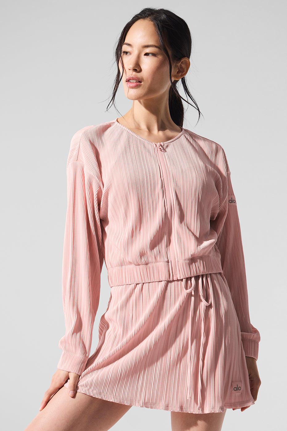 Alo Yoga Cropped Micro Plisse Jacket - Pink Quartz – Kanadadan Kapına