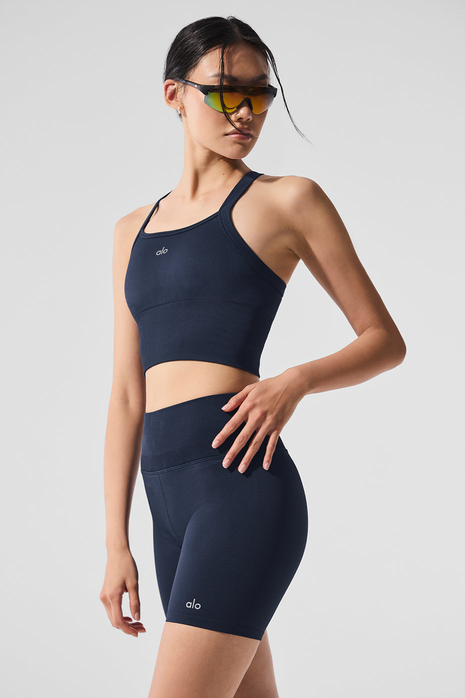 Alo Yoga Seamless Ribbed Favorite Bra Tank - Navy – Kanadadan Kapına