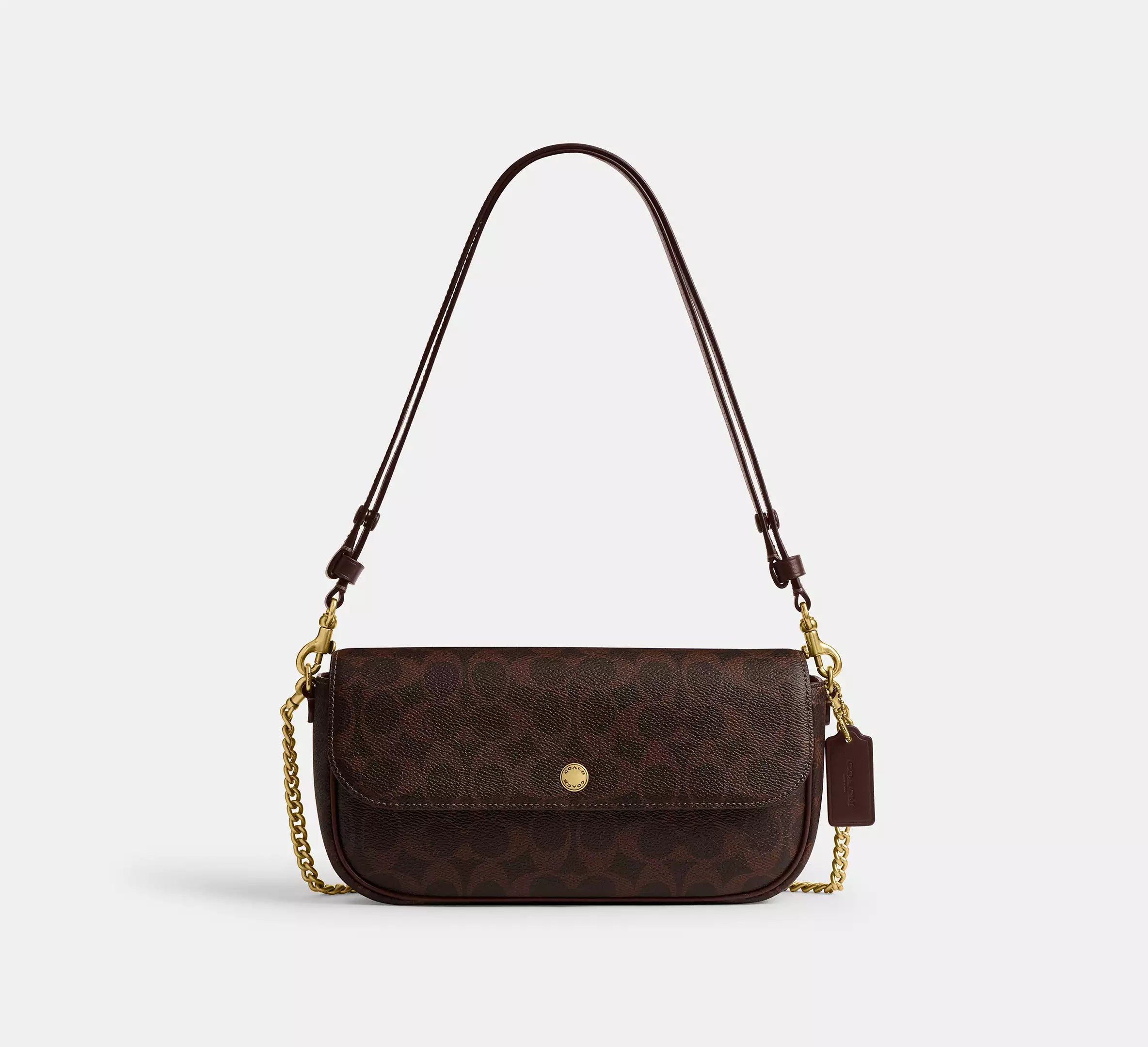 Coach Brook Flap Chain Bag In Signature SEZON - Brass/Maple
