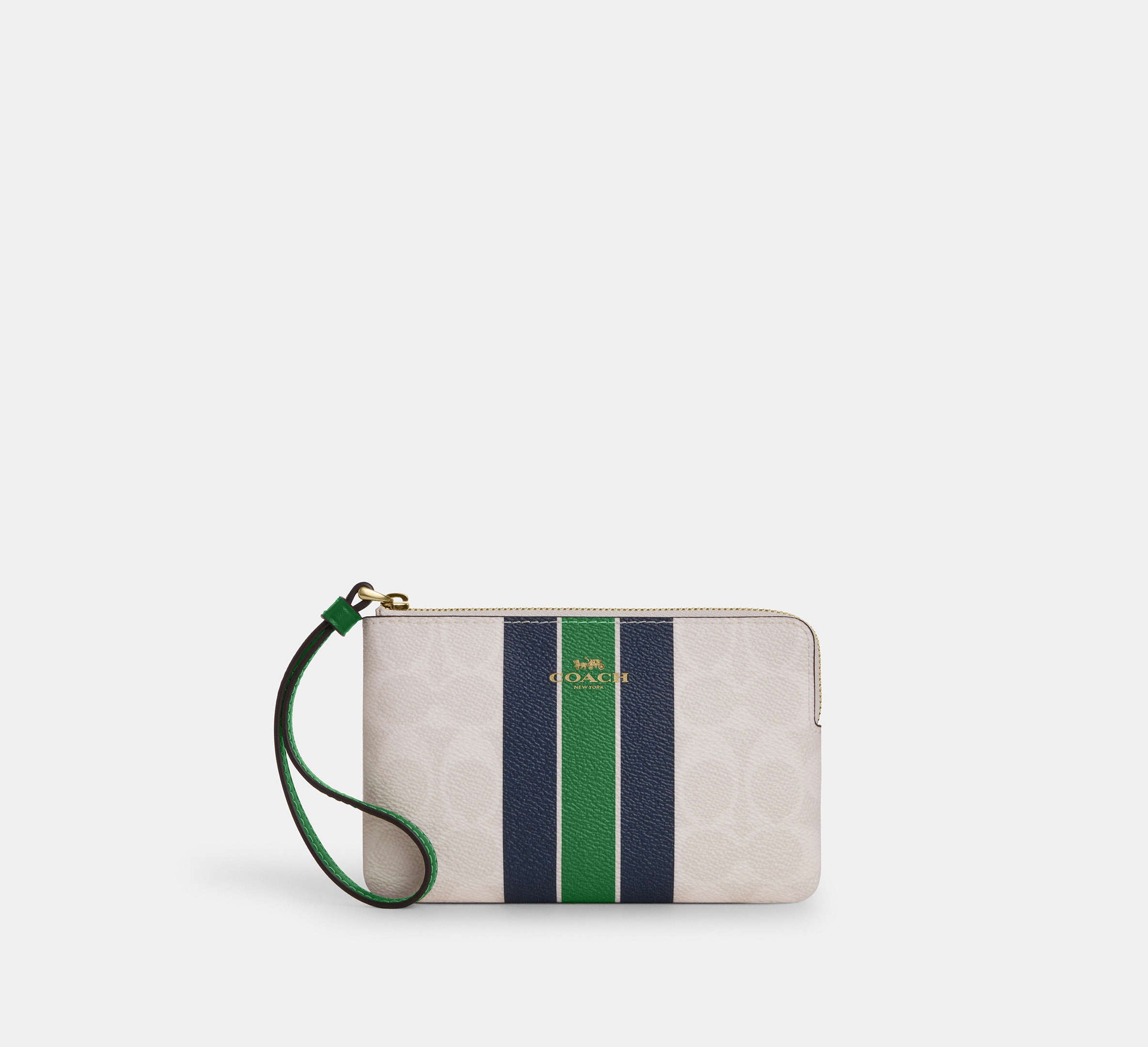 cava2　①⑤番 Coach Corner Zip Wristlet In Signature With Varsity Stripe - Im