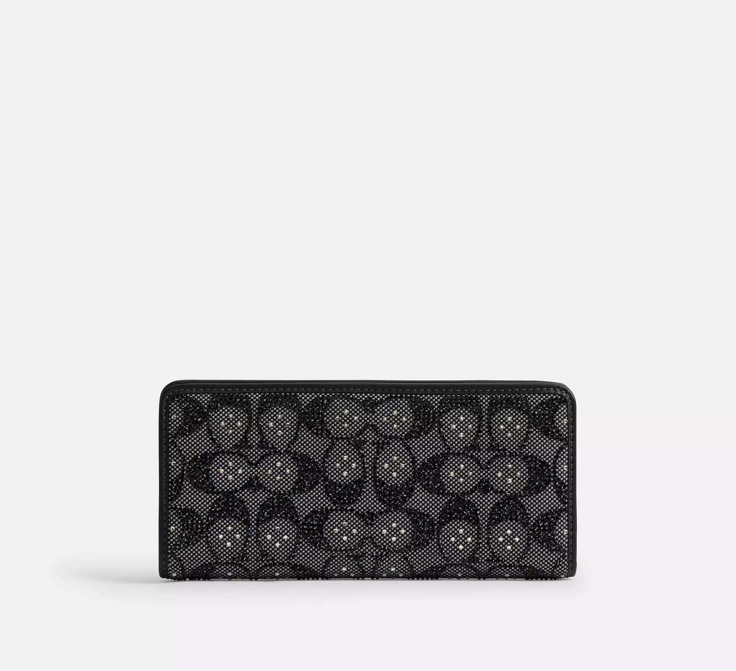 Coach Essential Slim Wallet In Crystal Signature Jacquard - Silver