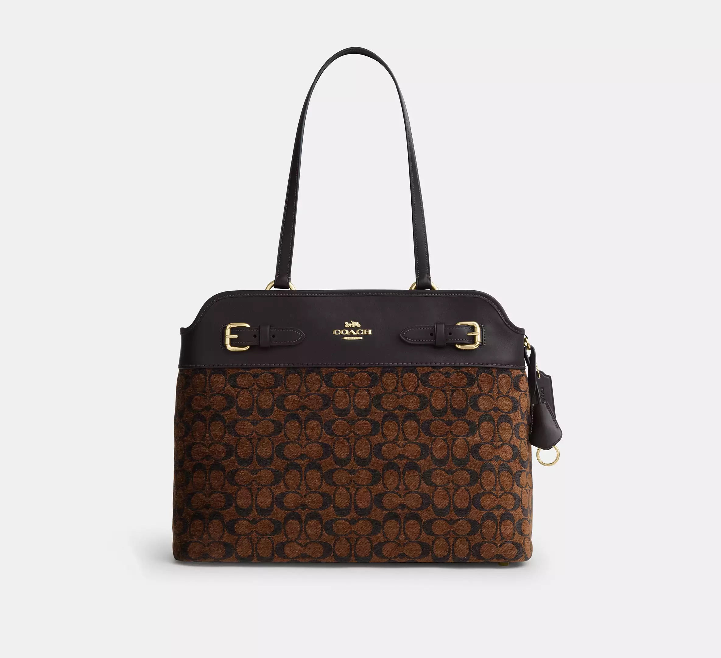Coach Easton Tote Bag In Signature Chenille - Gold/Truffle