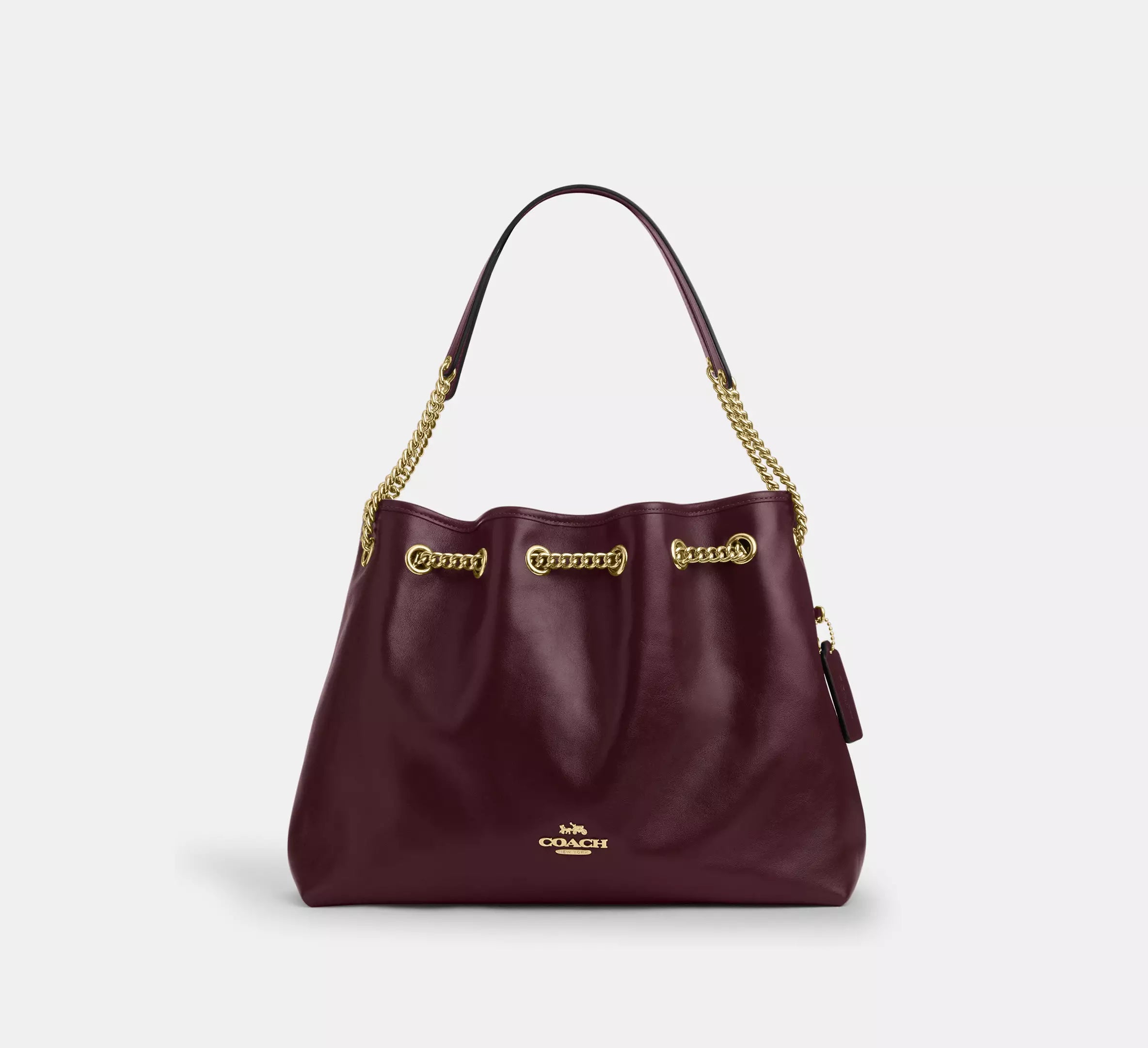 Coach Evelyn Shoulder Bag - Gold/Dark Wine – Kanadadan Kapına