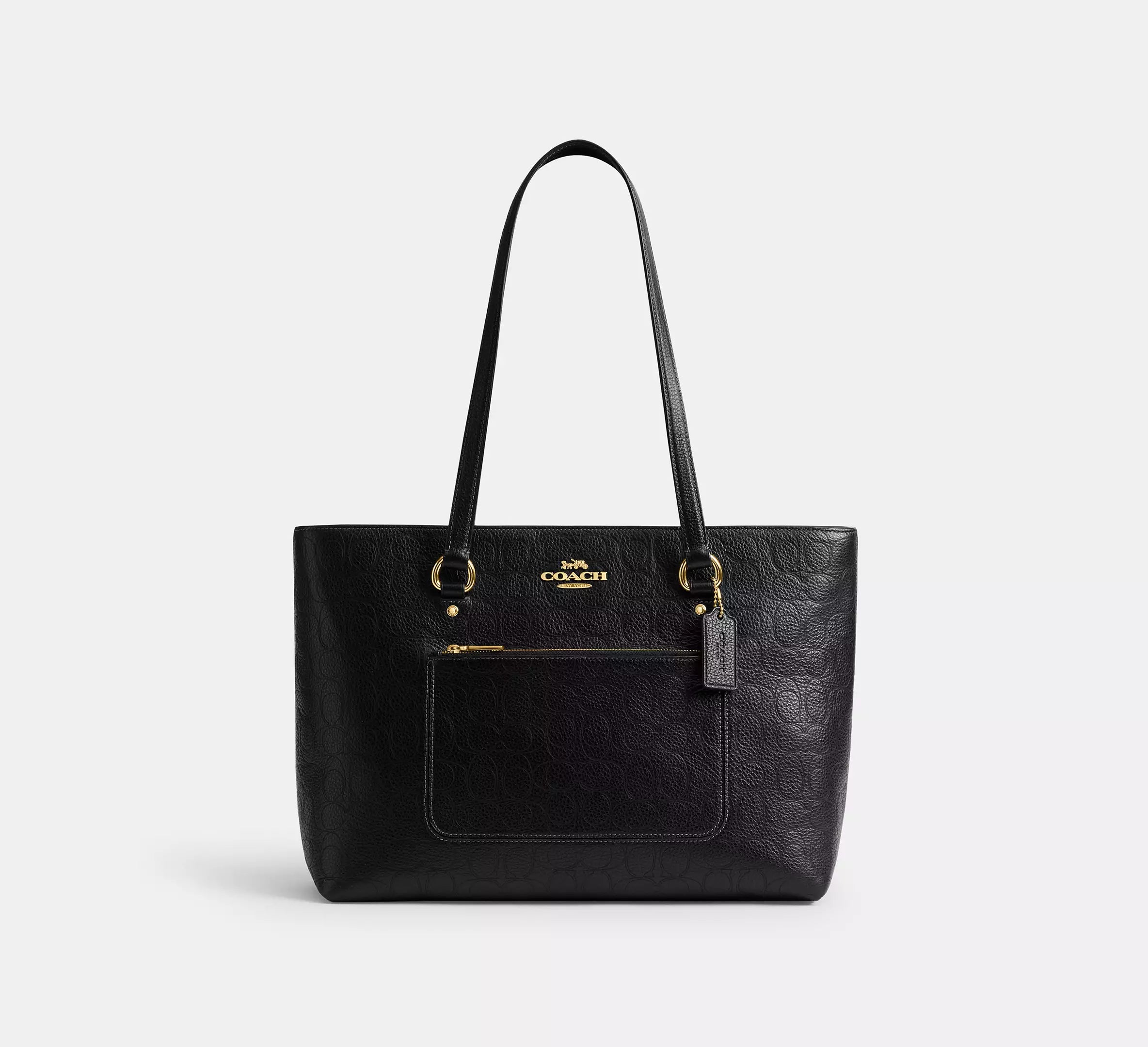 Coach Station Tote Bag In Signature Leather - Gold/Black