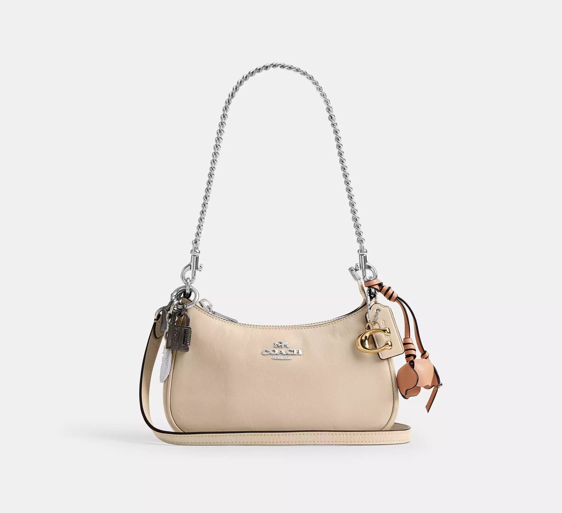 Coach Teri Mini Crossbody Bag With Charms - Silver/Ivory