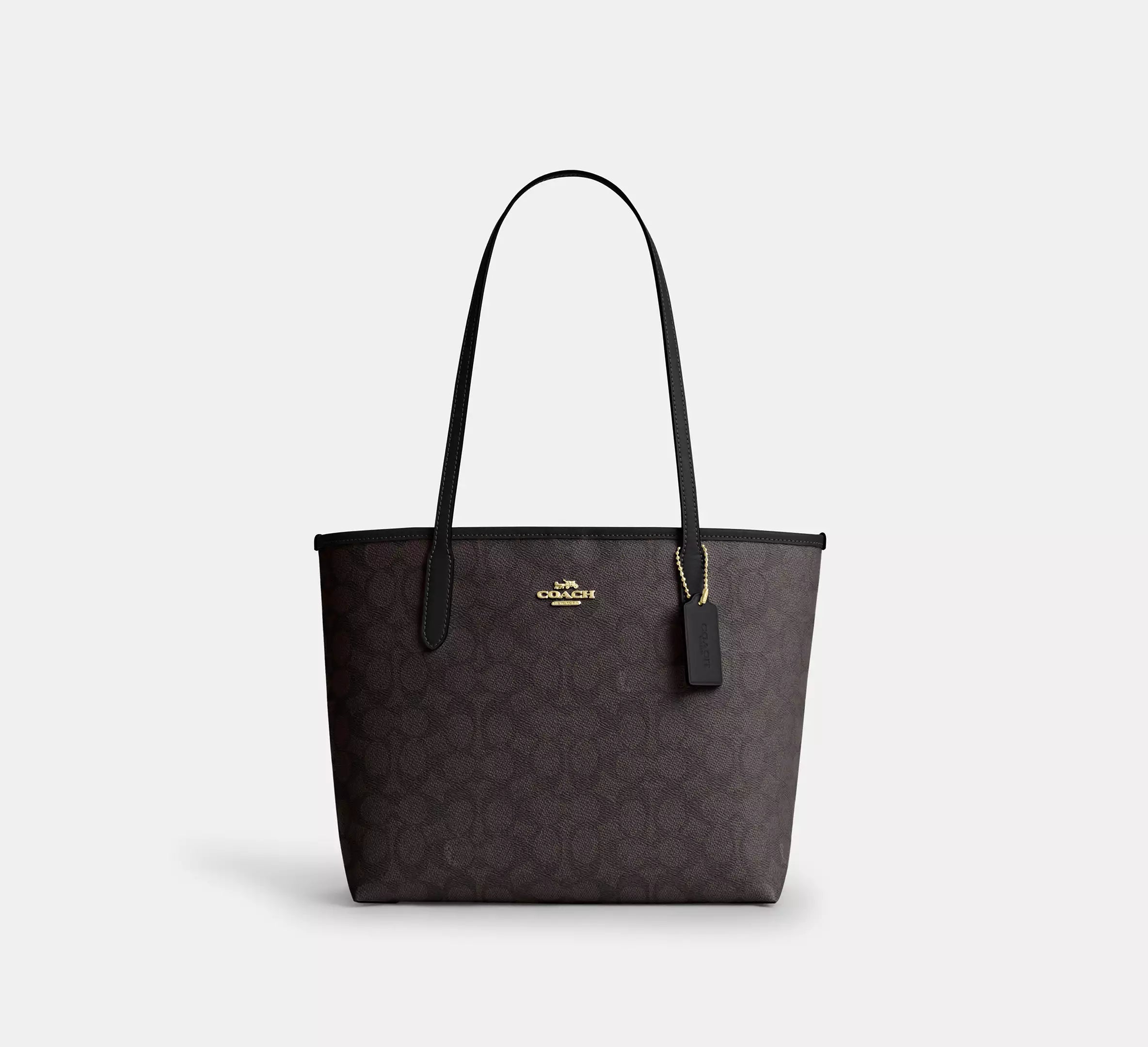 バッグ Coach Tote bag Limited Edition 194/1500 Coach Medium City Tote Bag In Signature - Gold/Walnut/Black- Hemen