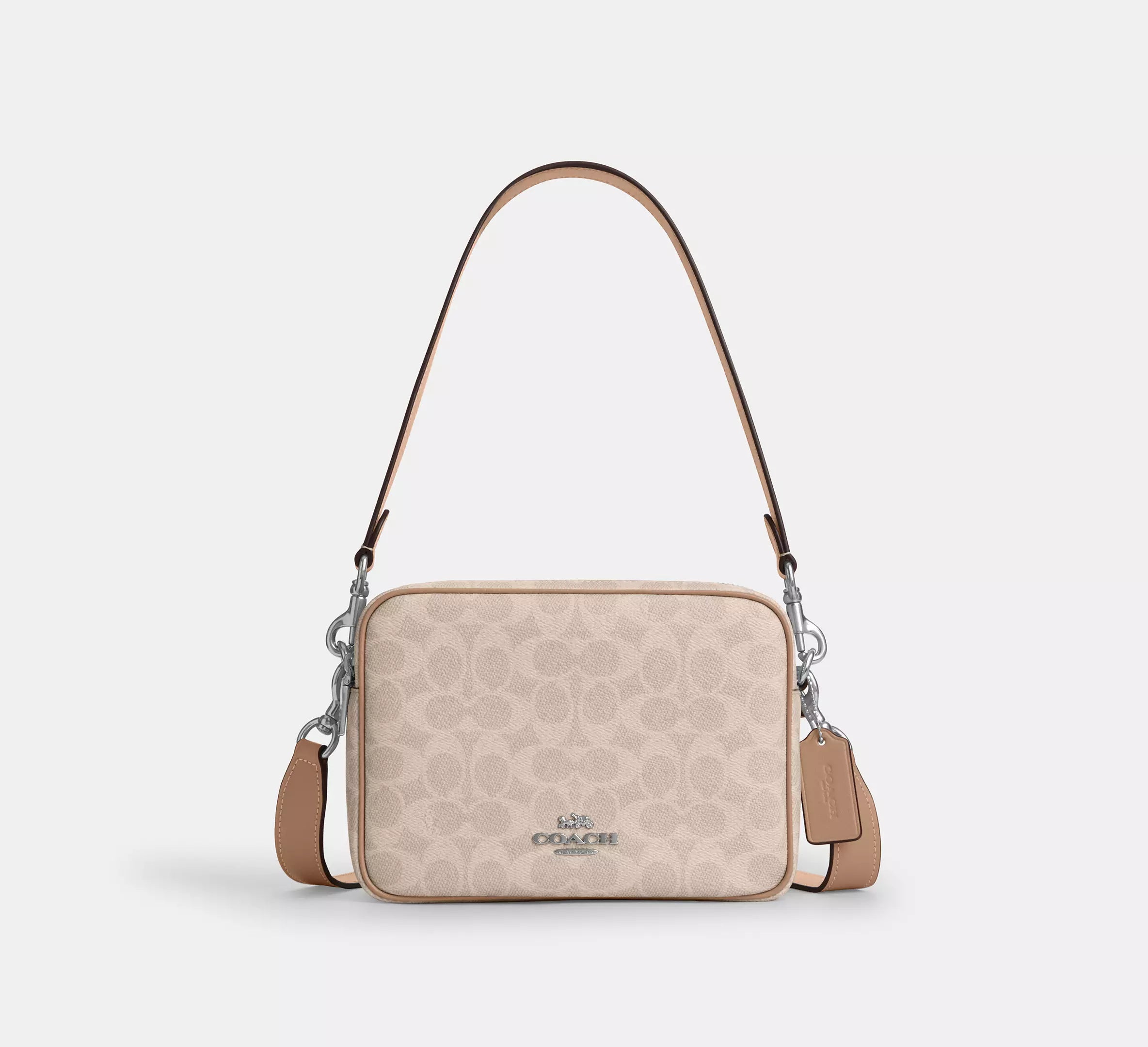 Coach Carey Crossbody Bag In Signature - Silver/Sand/Taupe