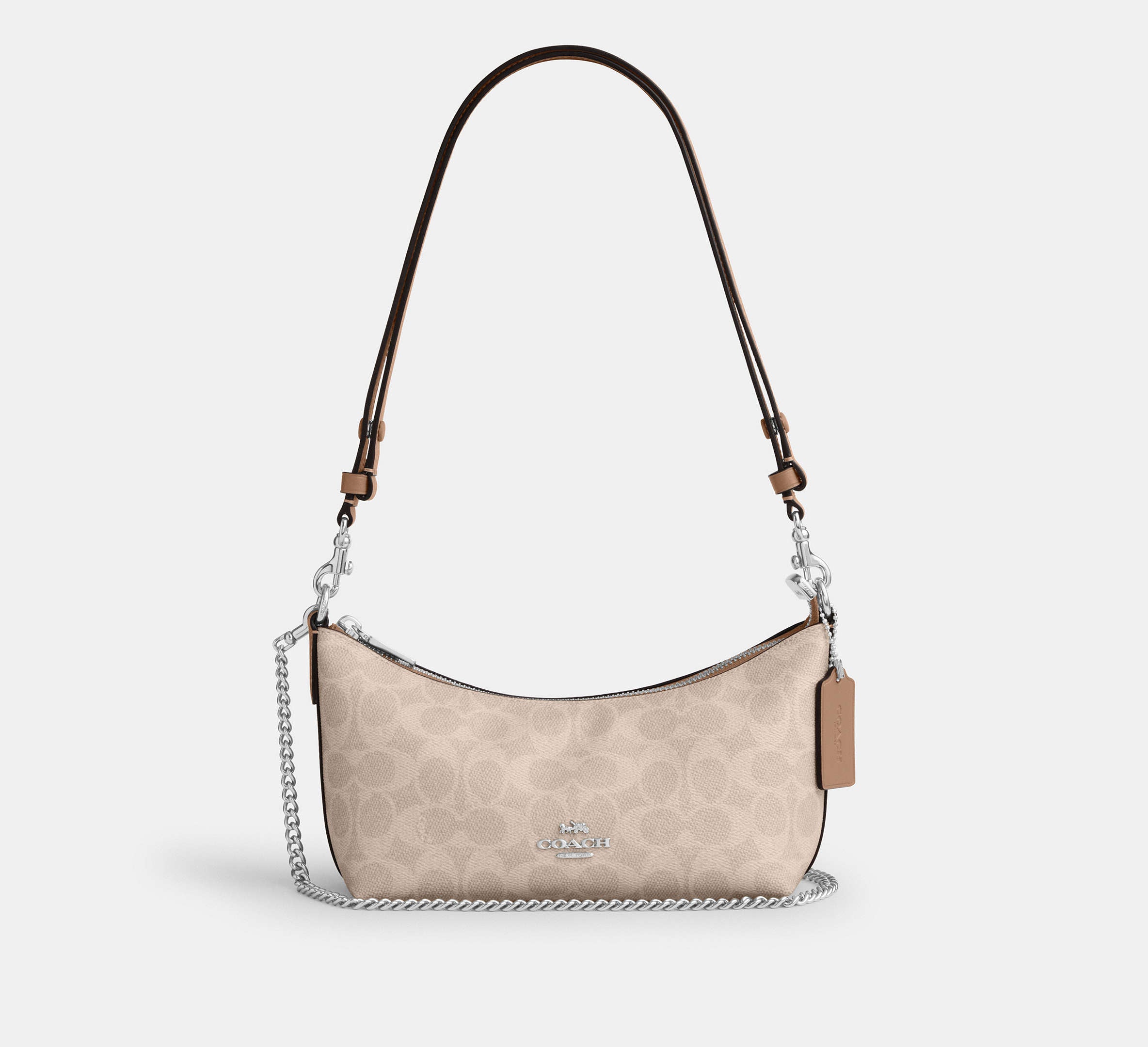 Coach Caitlin Shoulder Bag In Signature Canvas - Silver/Sand/Taupe