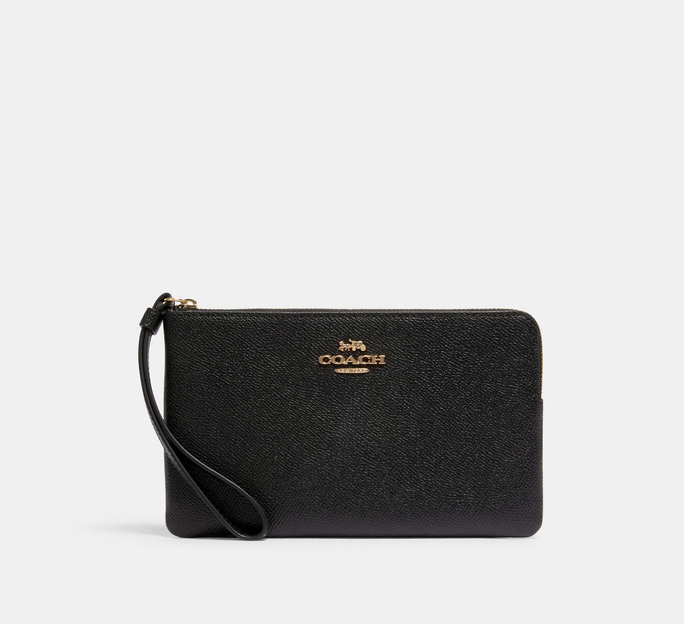 Coach Large Corner Zip Wristlet - Gold/Black – Kanadadan Kapına