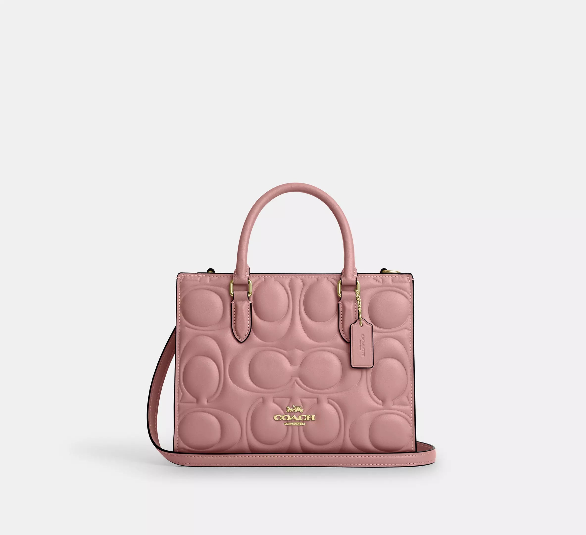 Coach Maggie Small Tote Bag In Signature Leather - Gold/Pink Petal
