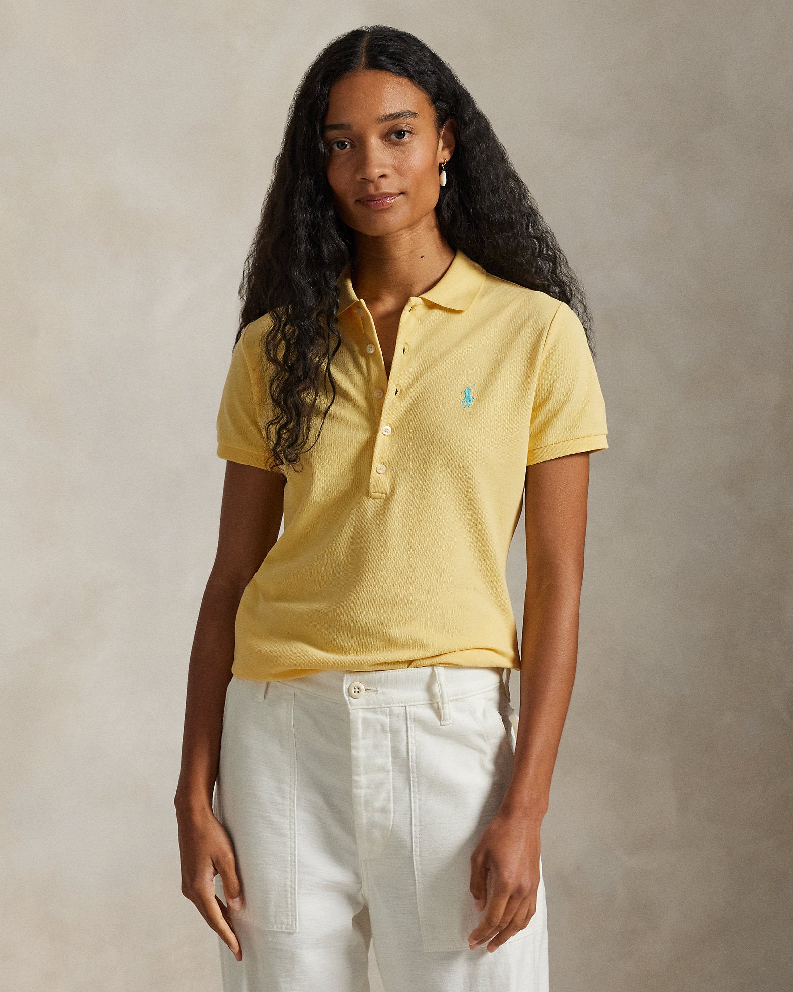 Ralph Lauren Women Slim Fit Stretch Polo Shirt - Corn Yellow