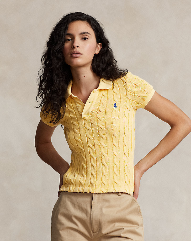 Ralph Lauren Women Cable-Knit Polo Shirt - Fall Yellow – Kanadadan