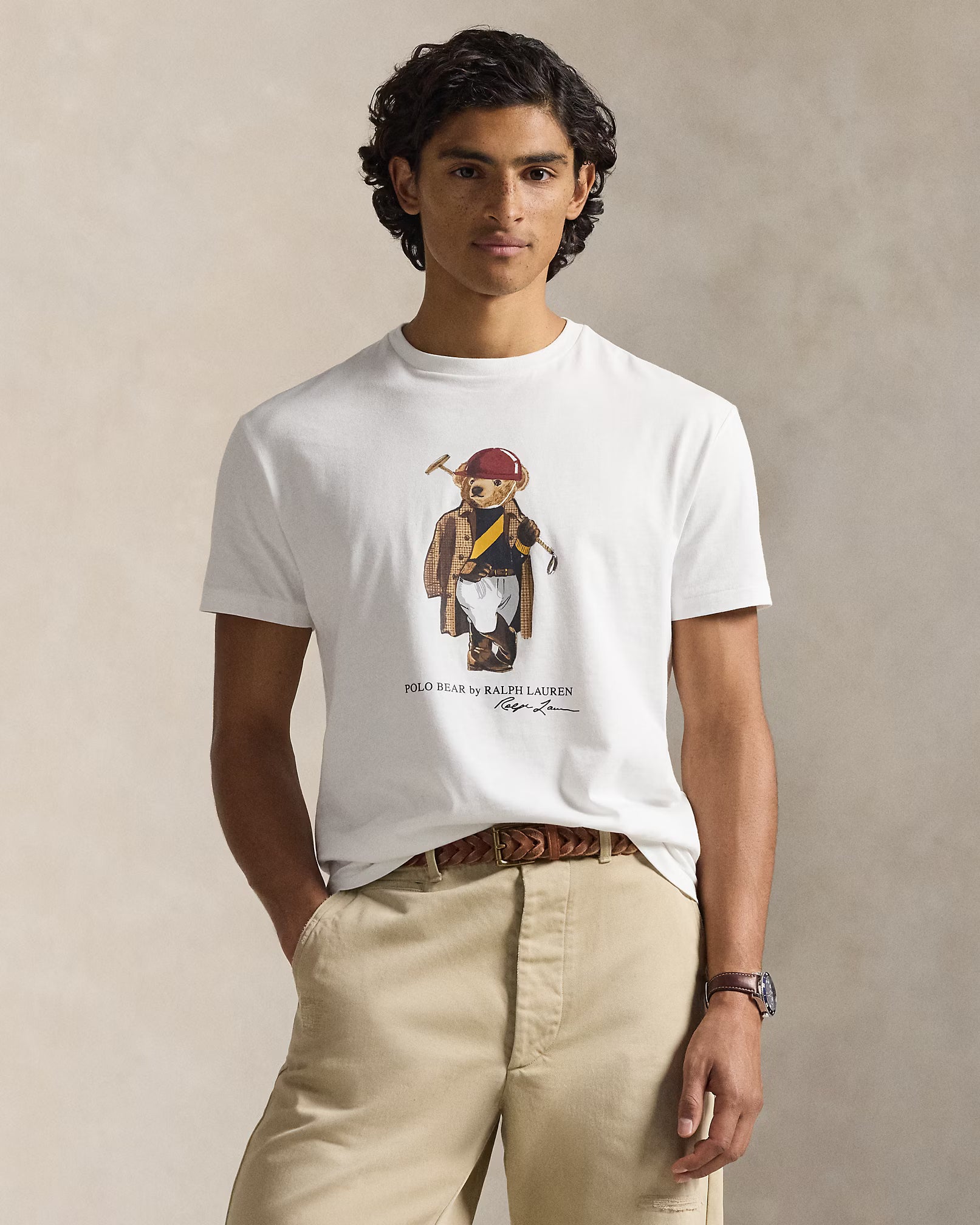Ralph Lauren Men Classic Fit Polo Bear Jersey T-Shirt - White