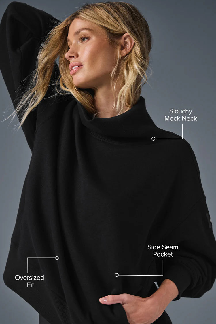 Alo Yoga Hazy Mock Neck Pullover  -  Black
