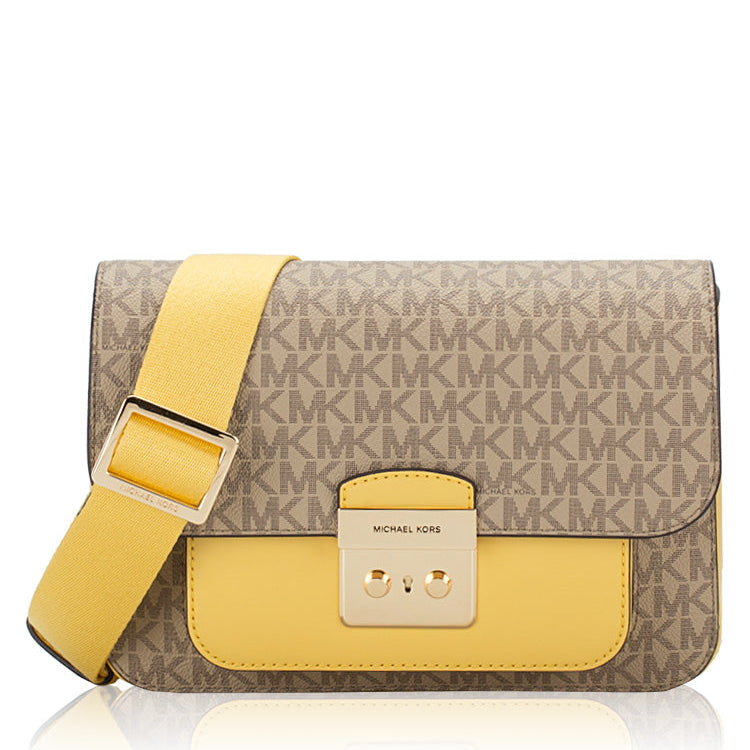 Michael Kors Signature Sloan Editor Medium Flap Messenger Daffodil-Hemen Teslim
