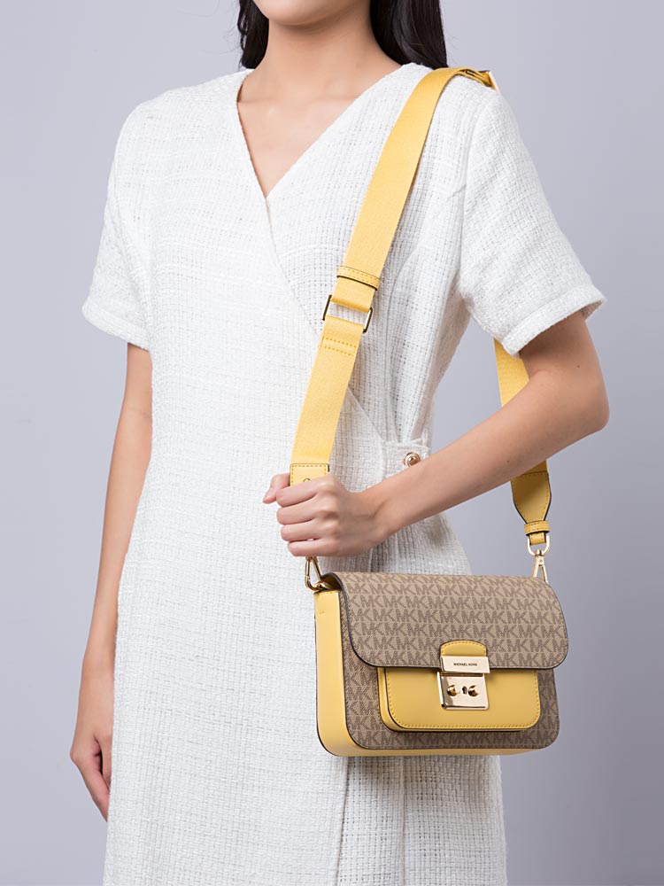 Michael Kors Signature Sloan Editor Medium Flap Messenger Daffodil-Hemen Teslim