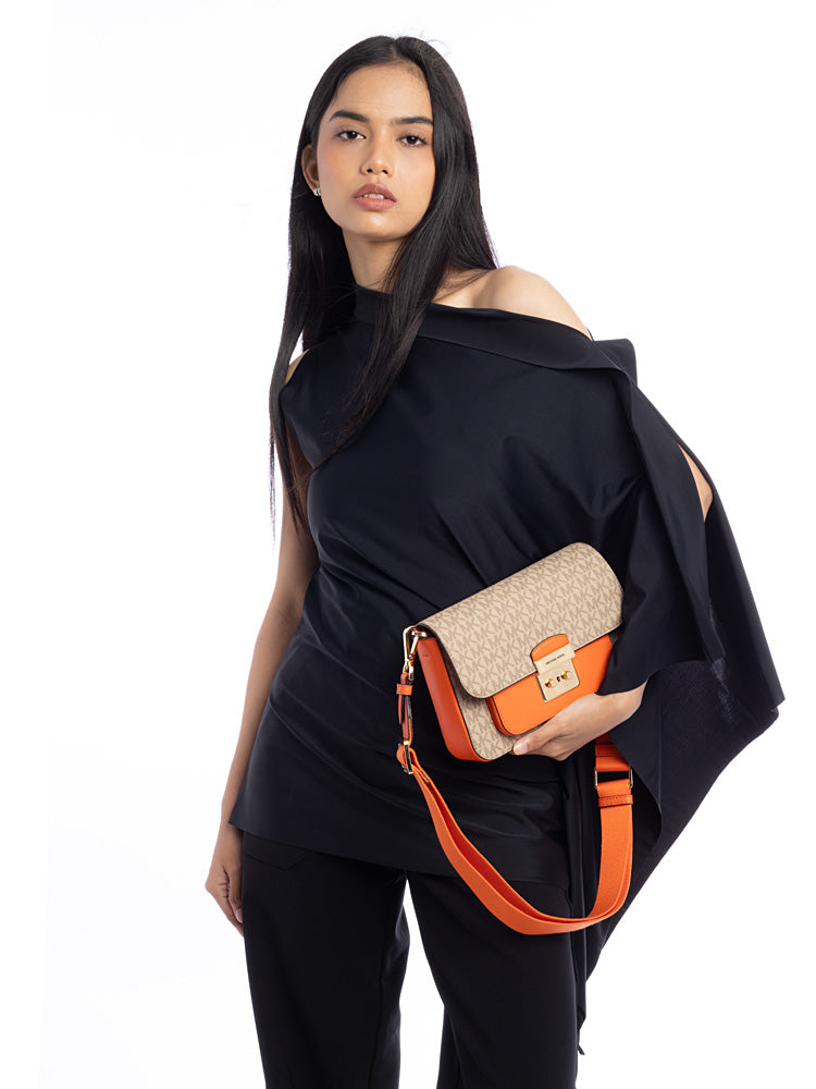 Michael Kors Signature Sloan Editor Medium Flap Messenger Poppy-Hemen Teslim