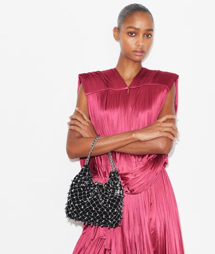 TORY BURCH MINI FLEMING BELL HOBO BAG  -  black