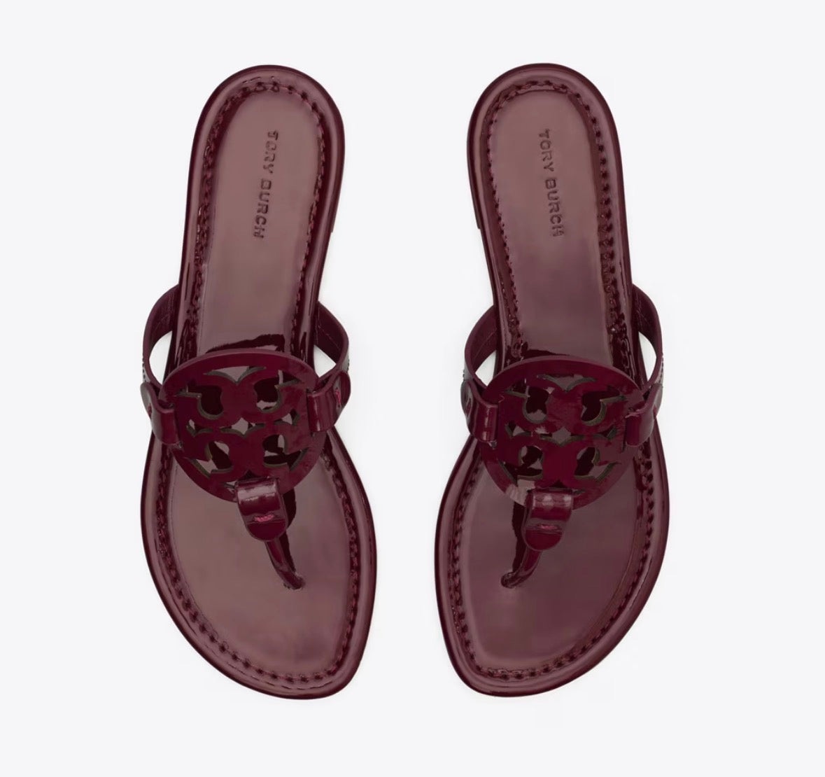 TORY BURCH MILLER PATENT SANDAL  -  dark raspberry
