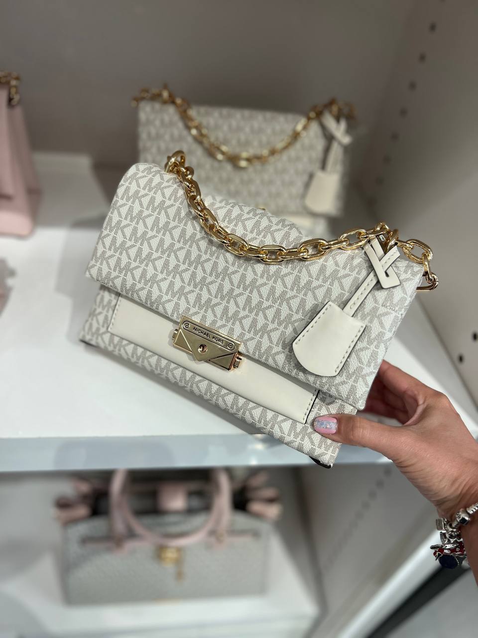 Michael Kors Cece Medium Light Cream Kadın Deri Çanta