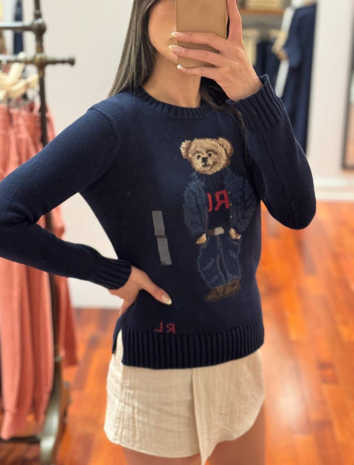 Ralph Lauren Women Bear Sweater Navy