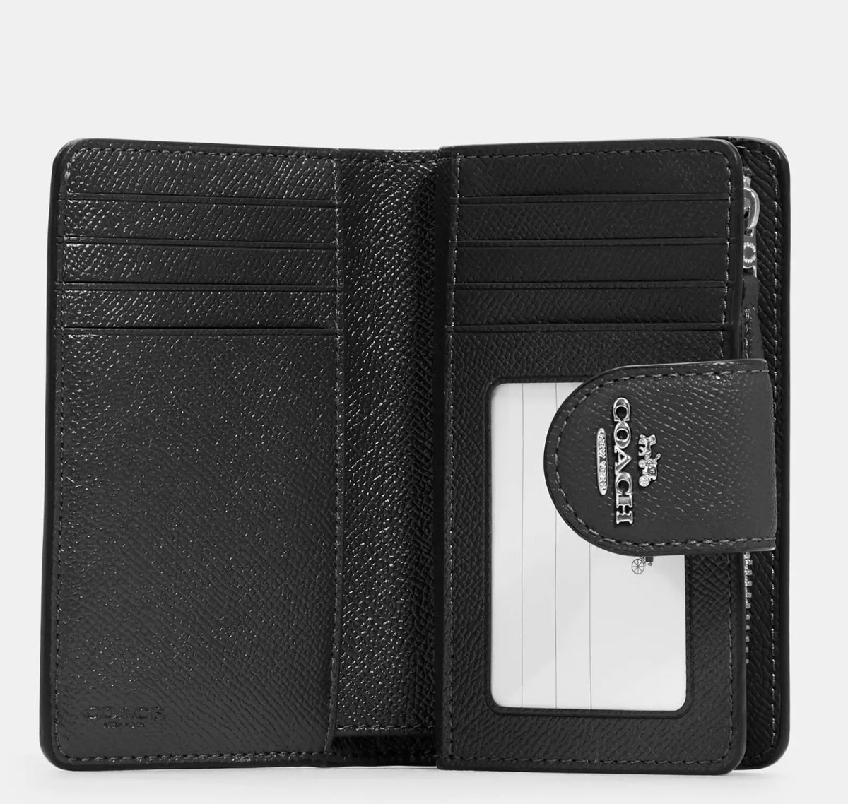 Coach Medium Corner Zip Wallet - Silver Black