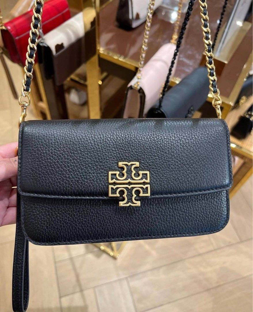 Tory Burch Britten Chain Convertible Wallet With Wristlet Black Kadın Deri Çanta