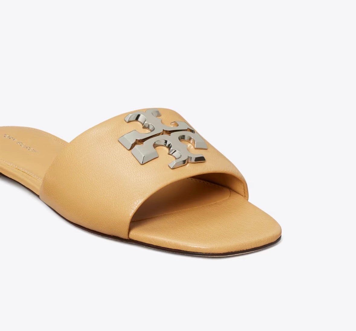TORY BURCH ELEANOR SLIDE  -  honeycomb tan / silver