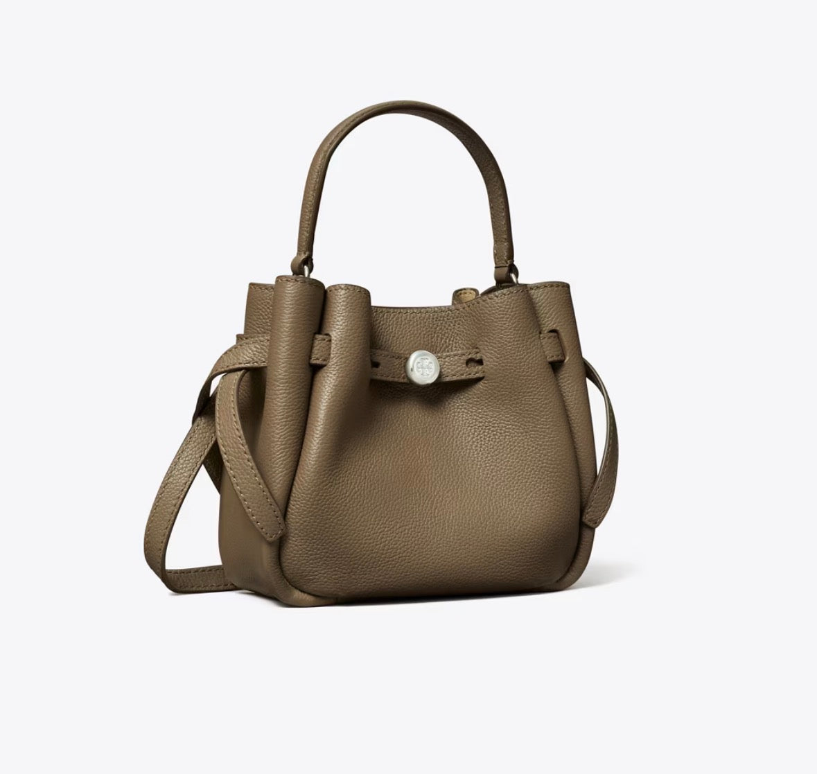 TORY BURCH MINI ROMY BUCKET BAG  -  wild mushroom