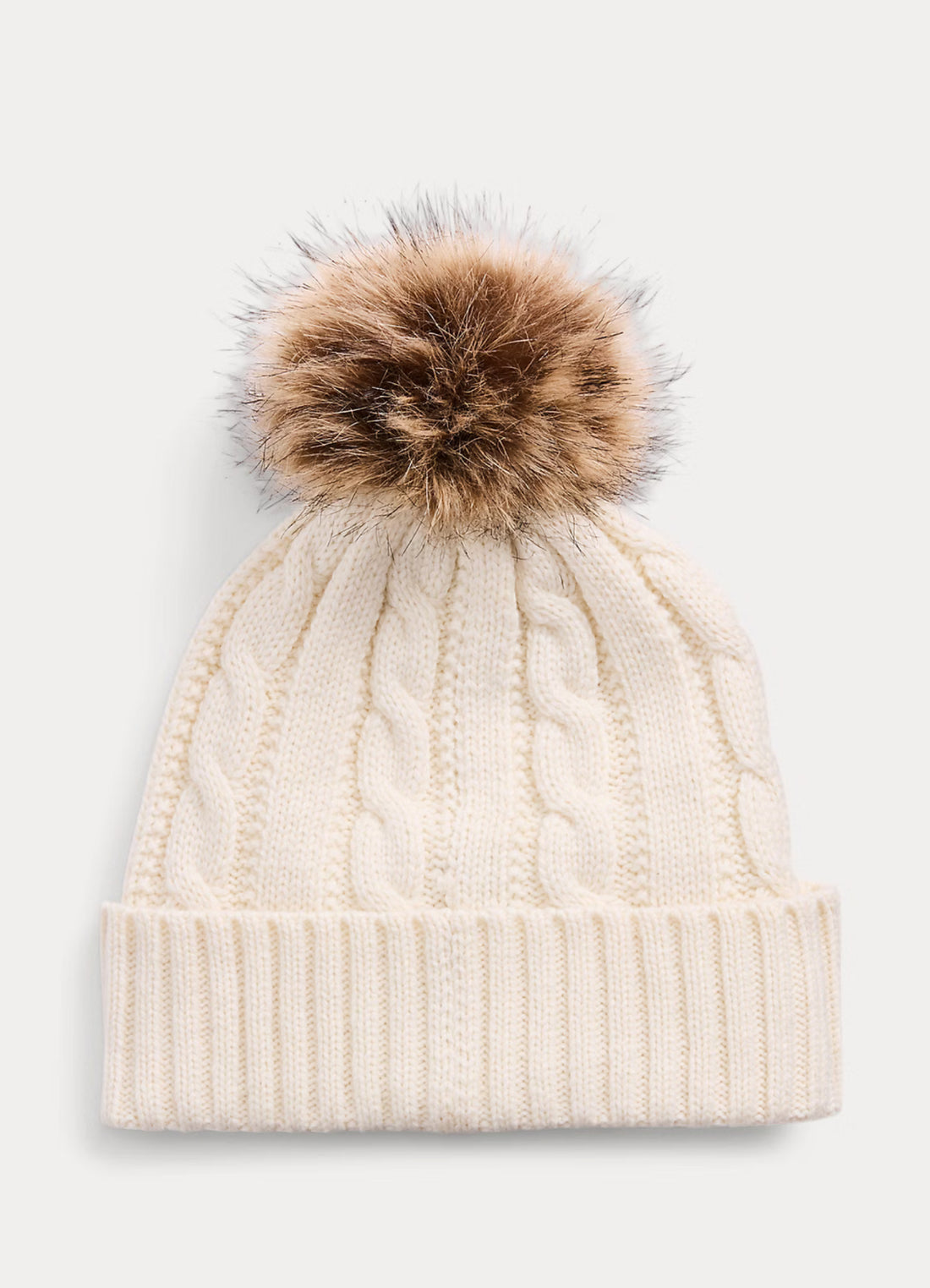 Ralph Lauren Crest- Patch Pom-pom Cable- Knit Beanie