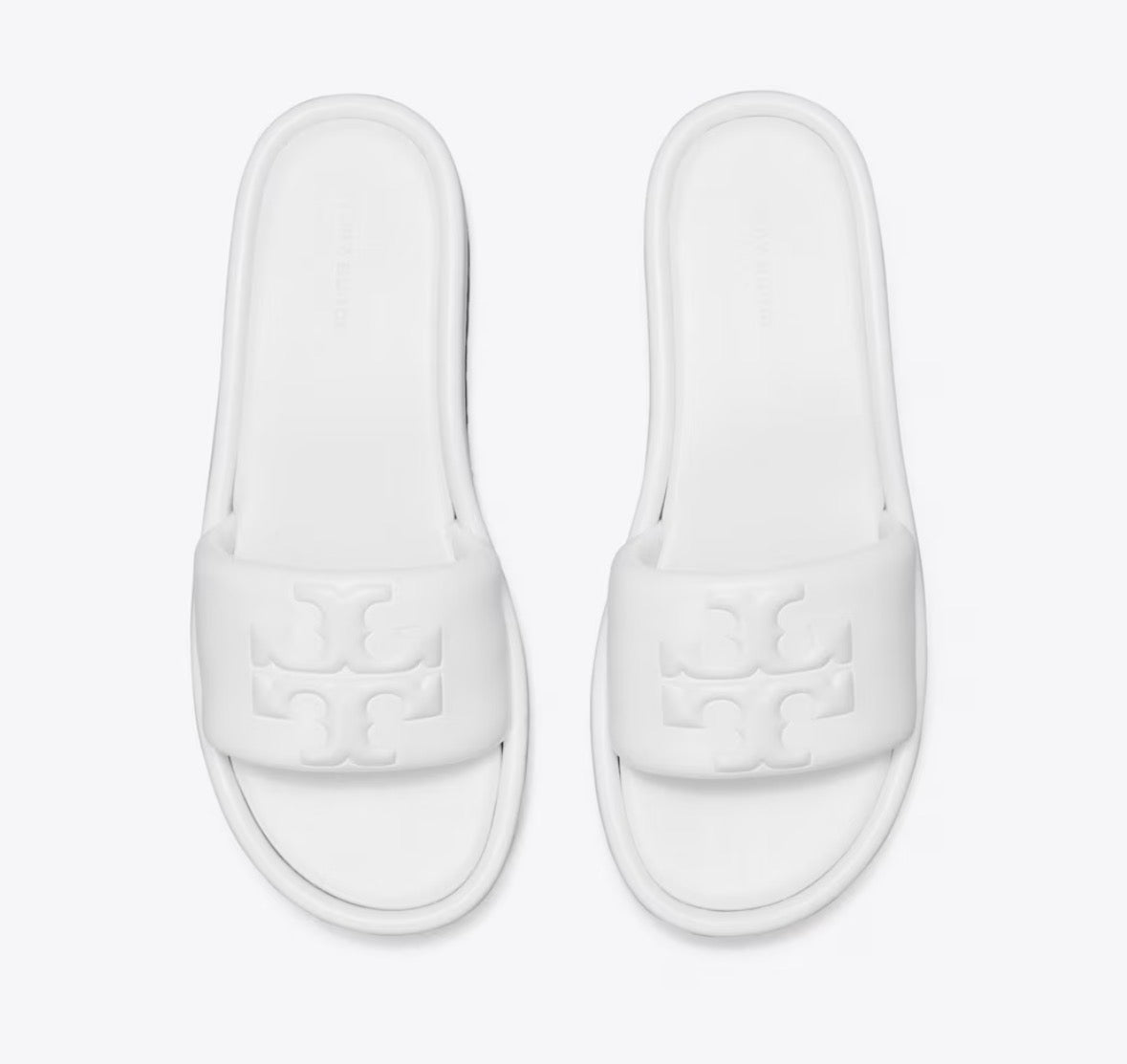 TORY BURCH DOUBLE T SPORT PLATFORM SLIDE  -  cirrus cloud