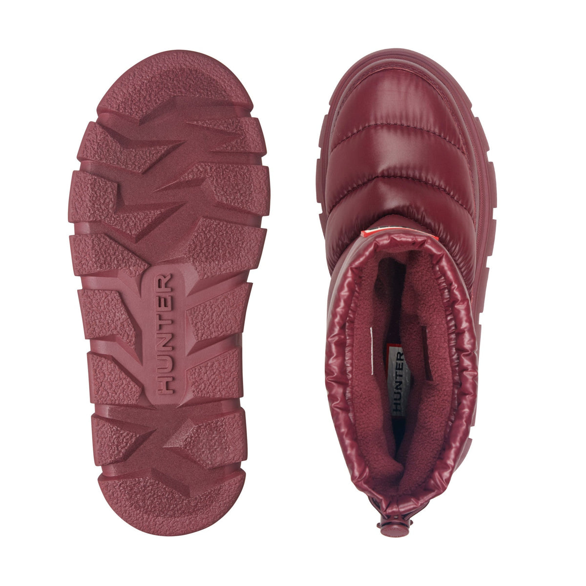 Hunter Women's Maribel Lug Sole Insulated Waterproof Snow Booties - Dark Red Nylon