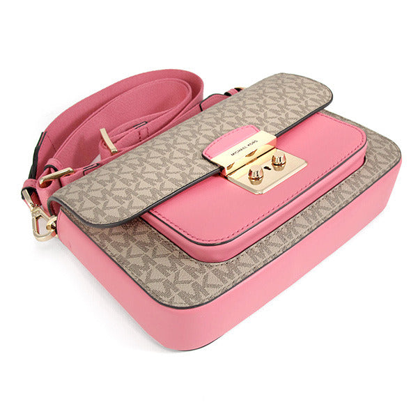 Michael Kors Signature Sloan Editor Medium Flap Messenger Poppy -Khaki Pink-Hemen Teslim