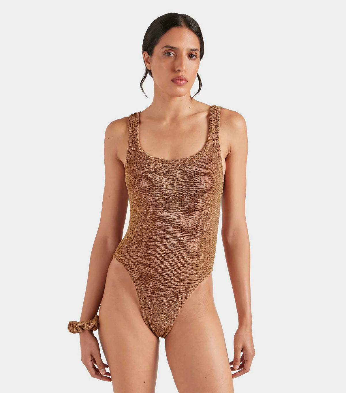 Hunza G Brown Square Neck Swimsuit