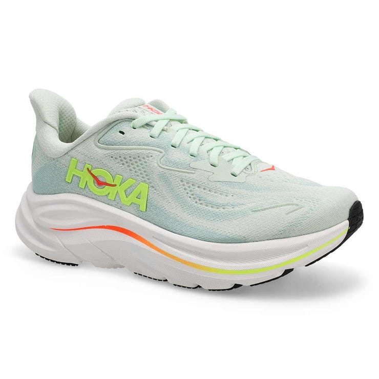HOKA Clifton 10 Women  - 1162031-SLSSN  -  Sea Glass/Neon Flame
