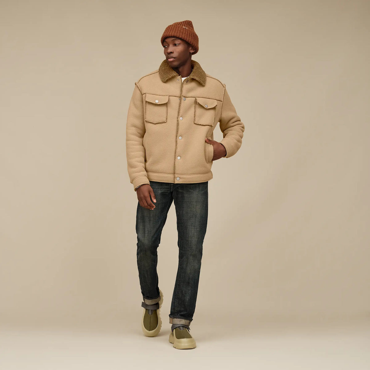 Ugg Men's Janson UGGfluff Jacket II-Sand